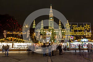 Christmas market at town hall in Vienna