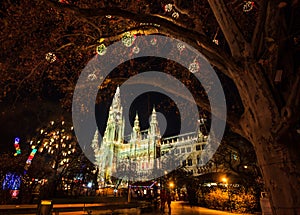 Christmas Market at the Vienna City Hall at Rathausplatz, Austria, Europe.