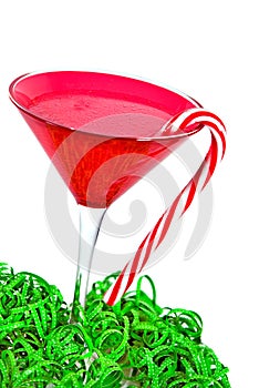 Christmas martini with candy cane