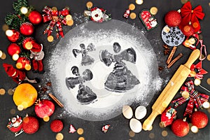 Christmas/X-mas Family angel baking flour backdrop/background
