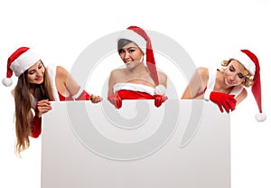 Christmas, x-mas, people, advertisement and sale concept three