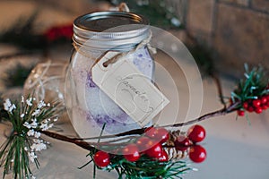 Christmas Mason Jar filled with Epsom Salt