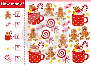 Christmas math counting game How many with sweets