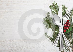 Christmas Meal Table Setting Background photo