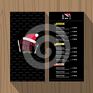 Christmas menu card template Restaurant Cafe food and drink