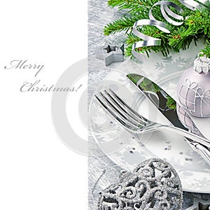 Christmas menu concept in silver tone