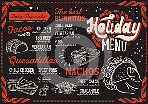 Christmas menu template for mexican restaurant