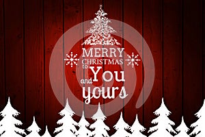 Christmas Message on Red Wood Background Design