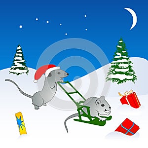 Christmas mice illustration