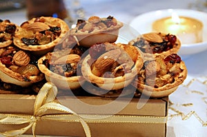 Christmas mince pies in a gift box photo