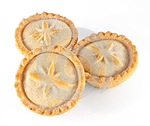 Christmas mince pies on a white background