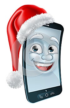 Christmas Mobile Cell Phone Mascot in Santa Hat