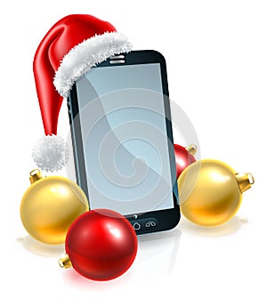 Christmas Mobile Phone in Santa Hat