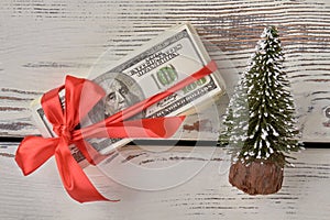 Christmas money gift concept.