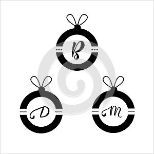 Christmas monogram icon set. Vector illustration
