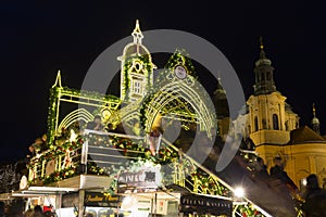 Christmas Mood on the night Old Town Square, Prague, Czech Republic