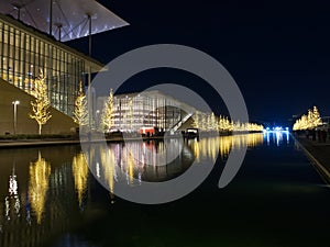 Christmas mood with water reflections, Athens, Greece