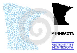 Christmas Mosaic Map of Minnesota State with Snowflakes