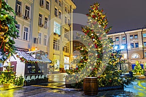 Christmas in Moscow. Festively decorated for the New Year street
