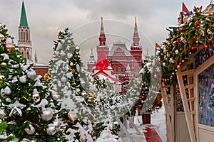 Christmas in Moscow. Festively decorated Red Square