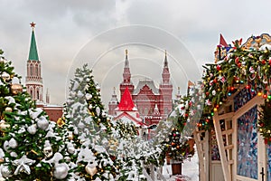 Christmas in Moscow. Festively decorated Red Square