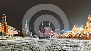 Christmas in Moscow. Festively decorated Red Square in Moscow