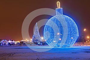 Christmas in Moscow. Large Christmas tree on Poklonnaya Hill in