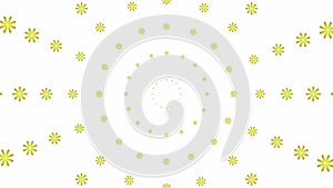 Christmas motion background. Animated increasing golden snowflakes circles from the center. Looped video. It is snowing.