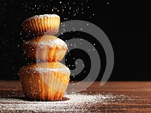 Christmas muffins covered powdered sugar