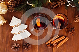 Christmas mulled wine with spices