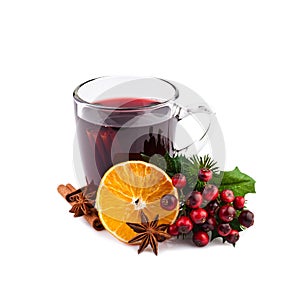 Christmas mulled wine isolated on white