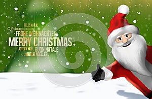 Christmas multilingual Santa Claus Thumbs Up 3D Render