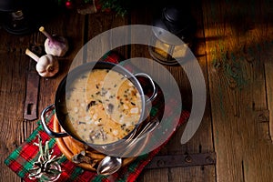 A christmas mushroom soup of polish style