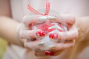 Christmas nail art manicure