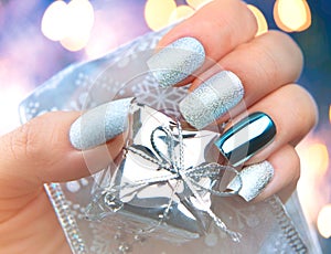 Christmas nail art manicure. Winter holiday manicure design