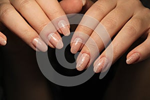 Christmas Nail art manicure. Winter Holiday style bright Manicure