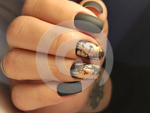 Christmas Nail art manicure. Winter Holiday style bright Manicure