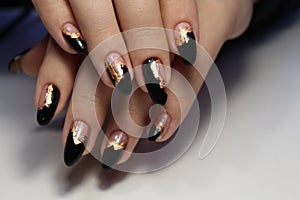 Christmas Nail art manicure. Winter Holiday style bright Manicure