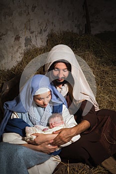 Christmas nativity with baby Jesus