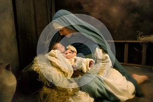 Christmas nativity Maria with son