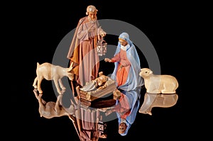 Christmas Nativity with Mary, Jesus, Joseph