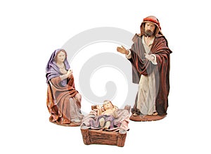 Christmas nativity. Mary, Joseph and baby Jesus