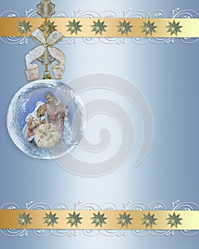 Christmas Nativity ornament gold border