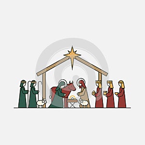 Minimalist Nativity Scene Illustration