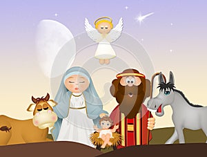 Christmas Nativity scene with angel