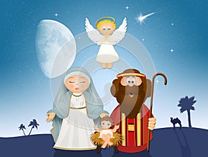 Christmas Nativity scene with angel