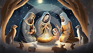 christmas nativity scene with baby