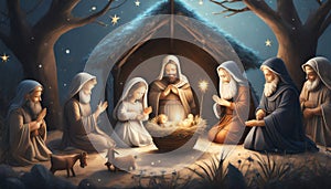 christmas nativity scene with baby