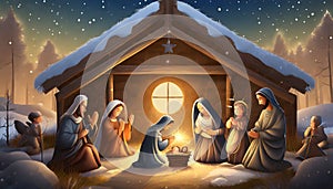 christmas nativity scene with baby