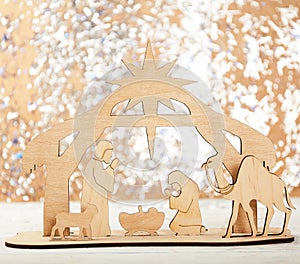 Christmas Nativity Scene of baby Jesus in the manger with Mary and Joseph